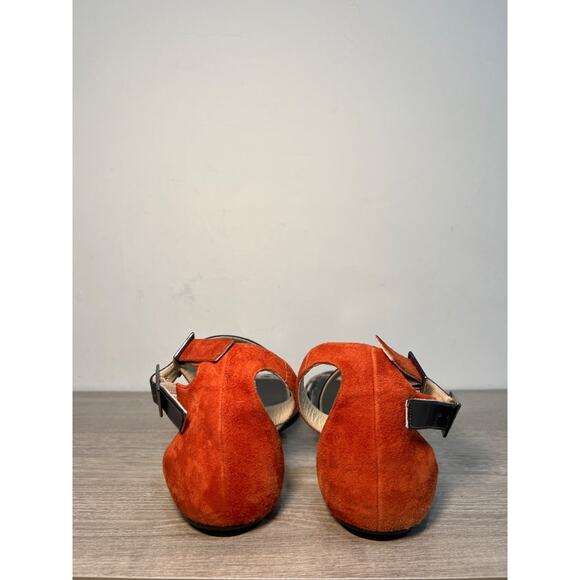 Jimmy Choo Leather/Suede Flat Strappy Sandals Black/Orange Women's Size EU 40.5 - Picture 5 of 6